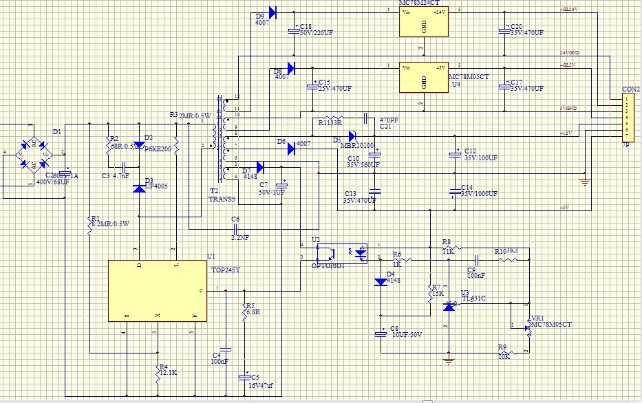 top245做的5v12v24v5v电源不能带负载是怎么回事