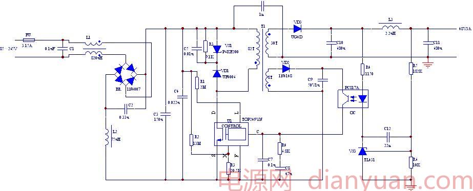 top249实现48v3a恒流恒压充电器的问题