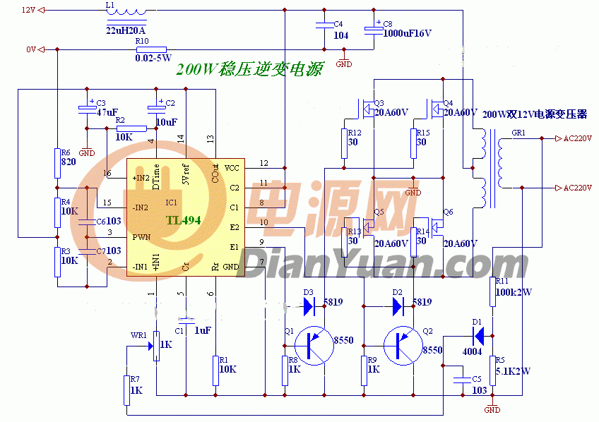 如何用tl494 电脑电源er-35 做50hz逆变器