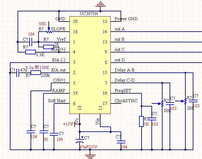 uc3875的ramp脚19脚外接电容和slope脚18脚外接电阻如何选择选择依据