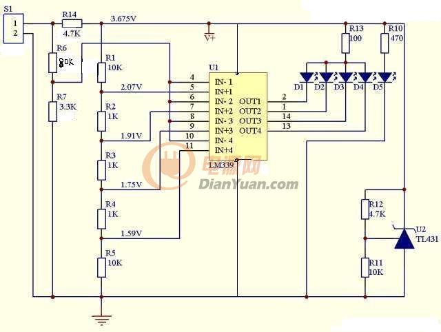 求lm339s做电动车电量显示电路图-电源网