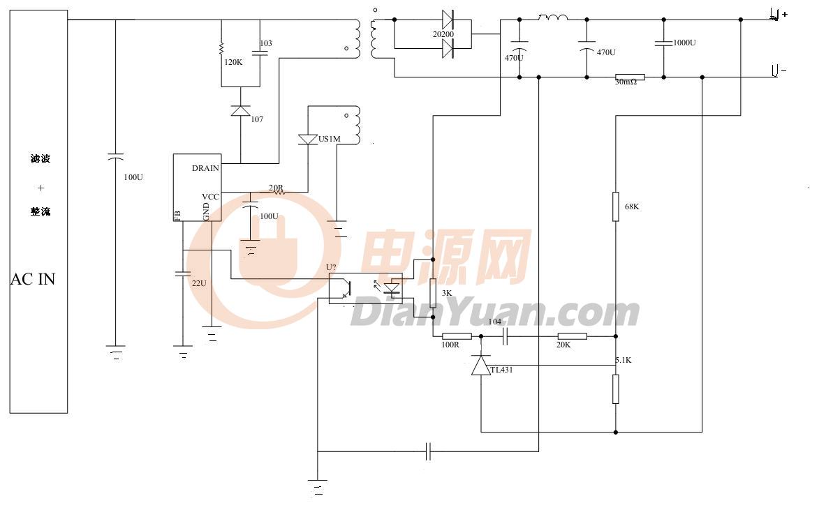 5l0380r引脚图,5l0380r开关电源电路图 5l0380反激35w,低压启动时吱吱叫,高压时正常,带载正常
