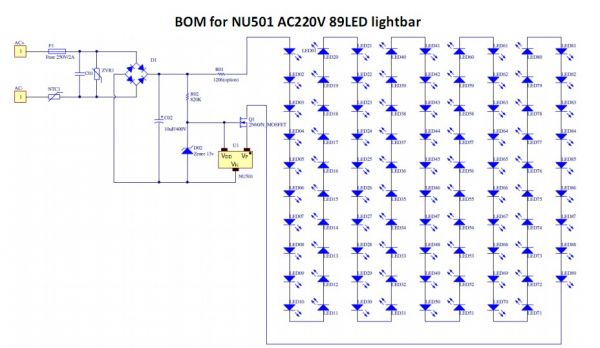 NU501AC220V89LED原理圖BOM