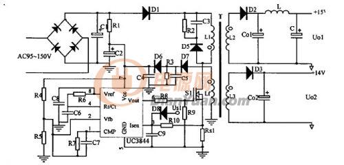 uc3844的电路吧:说一下我当时迷惑的几个地方,但其他地方又很少提到的