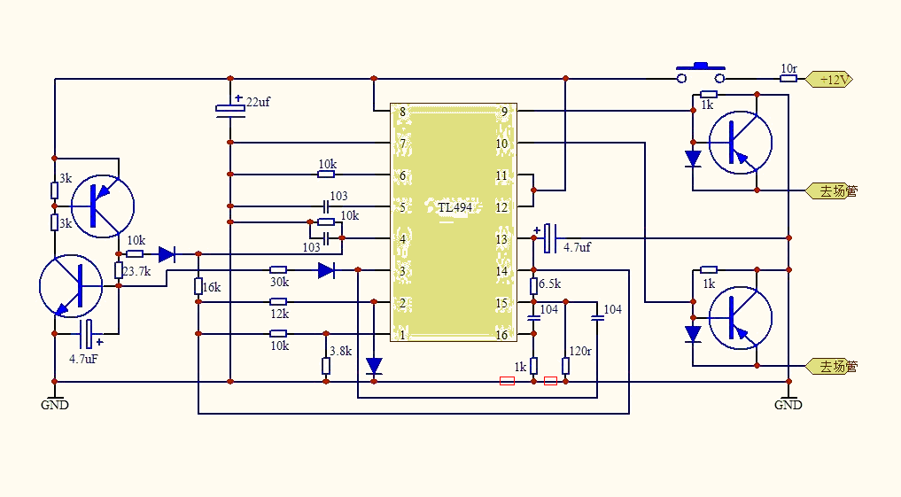 精巧的tl494(捕魚機)後級保護電路