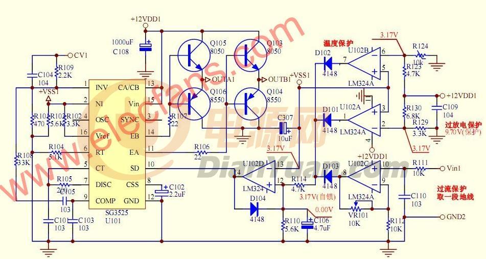 Плата драйвера инвертора sg3525 lm358 схема